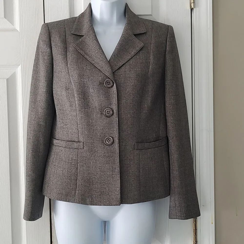 Le Suit Petite  gray lined blazer  suit jacketSz 4P